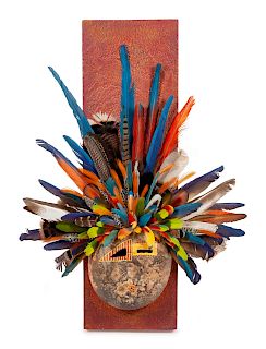 Contemporary Kachina Wall Hanging
height 40 x width (at widest) 28 x depth 6 1/2 inches