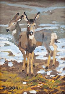 Dave Powell
(American, b. 1954)
Two Mule Deer