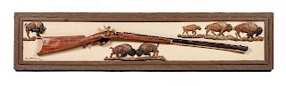 Bill Freeman, 
(American, 1927-2013)
Bison and Rifle Wall Plaque 
