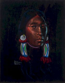 Nancy McLaughlin Powell
(American, 1932-1985)
Untitled-Portrait of Blackfoot Warrior, Weasel Tail