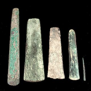 Lot of 5 Inca Copper Tools - Celts & Piercer