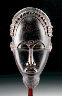 Early 20th C. African Baule Wood Mask