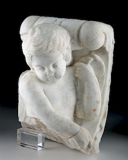 18th C. European Neoclassical Marble - Sleeping Eros