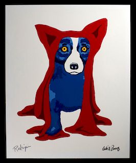 Blue Dog w/ Red Cloak, Rodrigue Signed Artist's Proof