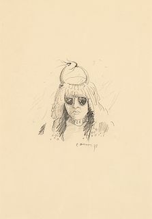 T. C. Cannon, Untitled (Indian with Sunglasses)