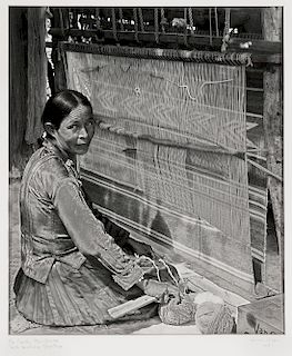 Laura Gilpin, Irene Yazzie Weaving, 1951