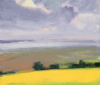 Eric Aho, Untitled (Yellow Ground with Clouds)