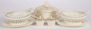 Pair of creamware reticulated baskets