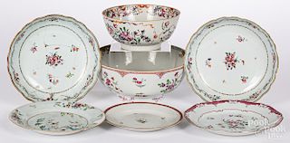 Four Chinese export porcelain bowls