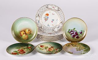 Set of six Dresden reticulated porcelain plates