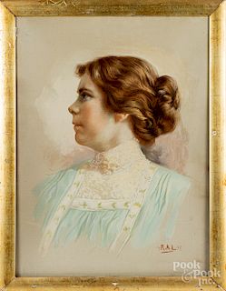 Pastel portrait of a woman, etc.