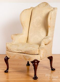 Queen Anne style mahogany wing chair