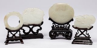 Four Chinese carved jade medallions