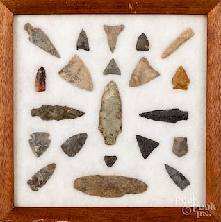 Two groups of Native American stone artifacts