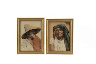 Brehme, Hugo. Indio de Xochimilco / India Zapoteca. a) Indio de Xochimilco. México, ca. 1930. Fotografía coloreada. Dos piezas.