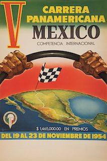 Aguilar. V Carrera Panamericana. México: Lito. Juventud, 1954. Póster a color, 87.5 x 58.6 cm.