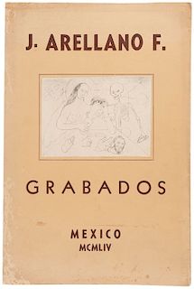 Cinco Aguafuertes de José Arellano Fischer. México, 1954. fo. marquilla, cinco grabados originales, firmados a lápiz. En carpeta