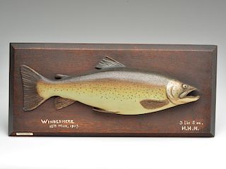 Very rare brown trout plaque, Hardy.