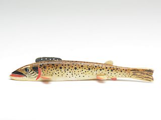 Brown trout fish decoy, Oscar Peterson, Cadillac, Michigan, 1st quarter 20th century.