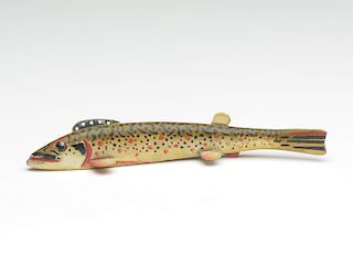 Brook trout fish decoy, Oscar Peterson, Cadillac, Michigan.