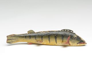 Perch fish decoy, Oscar Peterson, Cadillac, Michigan.
