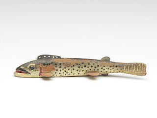 Brown trout, fish decoy, Oscar Peterson, Cadillac, Michigan.