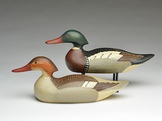 Mason model pair of mergansers, Wildfowler Decoy Factory, Point Pleasant, New Jersey.