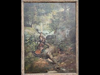 Large oil on canvas, Edmund Osthaus (1858 - 1928), Toledo, Ohio.