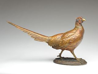Bronze sculpture of a pheasant, David Turner.