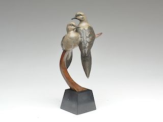 Bronze sculpture of two doves, David Turner.