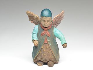 A wooden carving entitled, "My Little Angel."