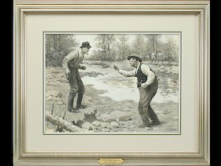 "The Argument," a watercolor by Arthur Burdett Frost (1851-1928).