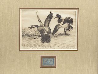 1934 Federal duck stamp print, first in the federal series, J.N. Darling.