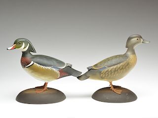 Pair of full sizestanding wood ducks, George Strunk, Glendora, New Jersey.