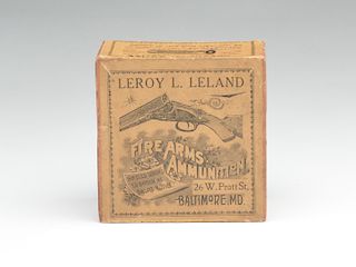 Leroy L. Leland, 12 ga. Shotgun shell box, Baltimore, Maryland.
