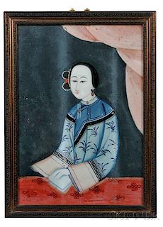 Reverse Glass Painting of a Woman