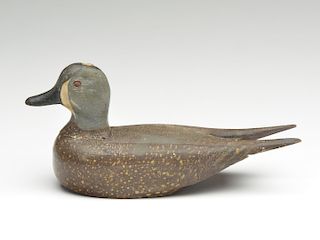Bluewing teal trinket box with sliding removable back, Eugene Cuffee or William Henry Bennett, New York.