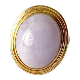 1960s 14 Karat Gold Lavender Jade Cabochon Dinner Ring