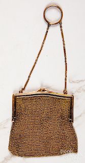 14K gold Victorian miniature mesh purse