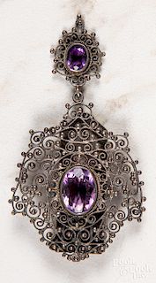 Vintage beadwork and milgrain gemstone dress clip