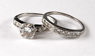 Platinum and diamond wedding set