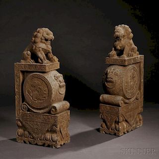 Pair of Door Drums with Buddhist Lions
