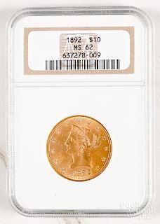 1892 Liberty Head ten dollar gold coin