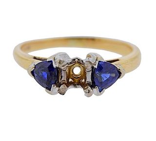 14K Gold Sapphire Ring Mounting