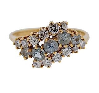 14k Gold Diamond Blue Gemstone Ring 