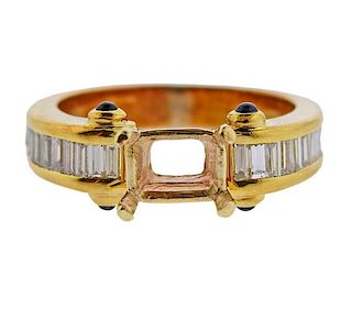 18K Gold Diamond Sapphire Ring Mounting