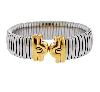 Bvlgari Bulgari Tubogas 18k Gold Steel Bracelet