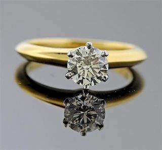 Tiffany &amp; Co Gold Platinum 0.91ct Diamond Engagement Ring