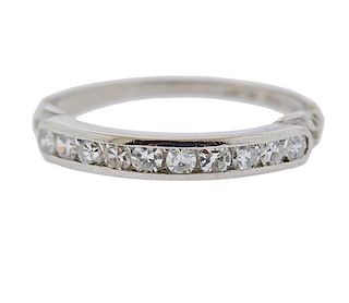 Platinum Diamond Half Band Wedding Ring 