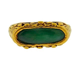 24k Gold Jade Ring 